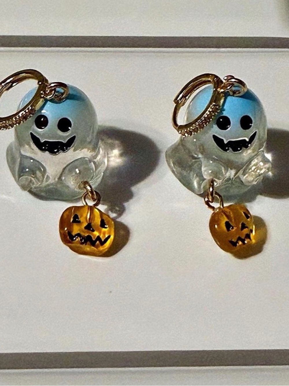 Cute Acrylic Ghost Pumpkin Charm Earrings